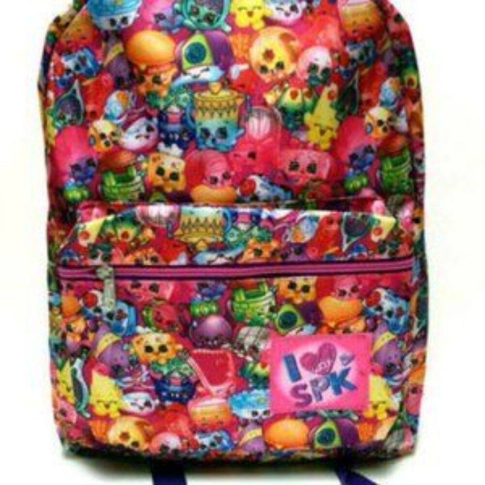 I Love SPK SHOPKINS All Print 16" Backpack School Kids Girls Book bag NWT